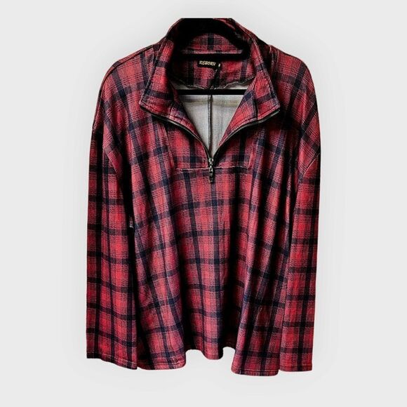 REBORN NEW Plus size plaid warm stylish long sleeve front zip pullover top 3X - Picture 4 of 15